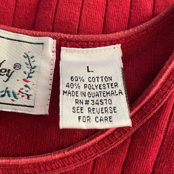 Sarah Bentley Vintage Red Sweater Soft Knit Top Lg - Picture 9 of 10